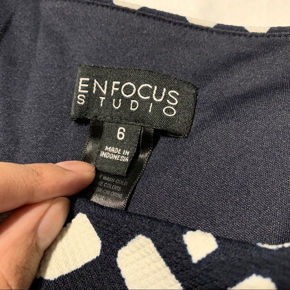 Enfocus Studio Navy & White Geometric Print Dress - Picture 6 of 8